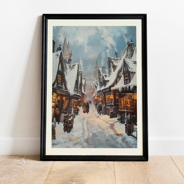 Wizard Town Poster, Magical Wizard Valley Wall Art, Travel Birthday Gift, Vintage Travel Poster, Magical Home Decor, Wizard Party Decor