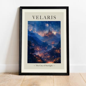 Stampa poster Velaris City of Starlight - Sarah J Mass Wall Art - Night Court Wall Art - Trono di vetro - Decorazione murale libresca