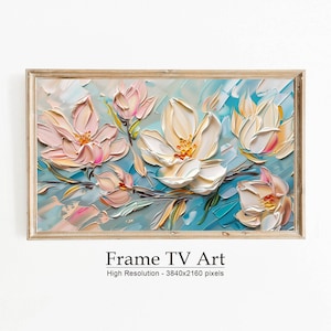 Abstract Samsung Frame TV Art, Summer Oil Painting, Textured Summer Wildflowers Painting, Summer Farmhouse Decor, Digital Download TV Frame