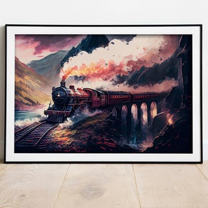 Magical Express Train Digital Print: Magical Oil Painting - Enchanting Wizard World Wall Art for Wizards Alike!