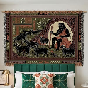 Greek Mythology Tapestry, Ancient Homeric Epic Art Throw, Classical Literature Home Decor Gift