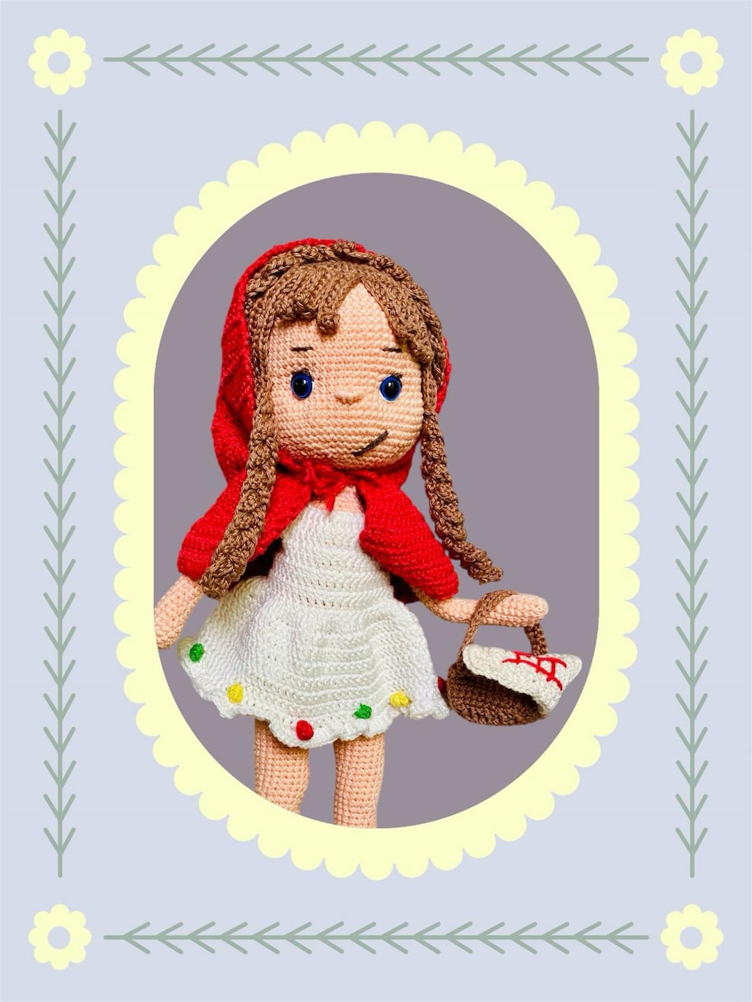 Handmade Red Riding Hood Doll, Unique Crochet Character, Heirloom ...