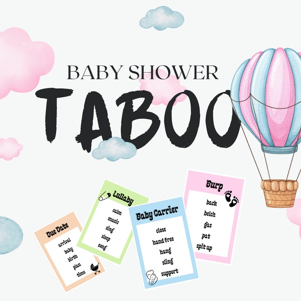 Baby Shower Taboo Game, Digital Game, Baby Shower Party Game, Printable Game, Digital PrintReady Baby Shower Game