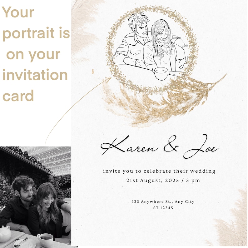 Personalized Invitation, Wedding Invitation, Invitation with Line Art, Boho Wedding Favors, Wholesale Macrame Keychains. imagem 2