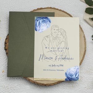 Faire-part personnalisé, faire-part de mariage, faire-part avec dessin au trait, croquis et célébration : votre invitation unique vous attend.