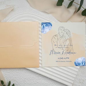 Convite personalizado, convite de casamento, convite com arte de linha, esboço e comemoração: seu convite exclusivo está esperando por você.