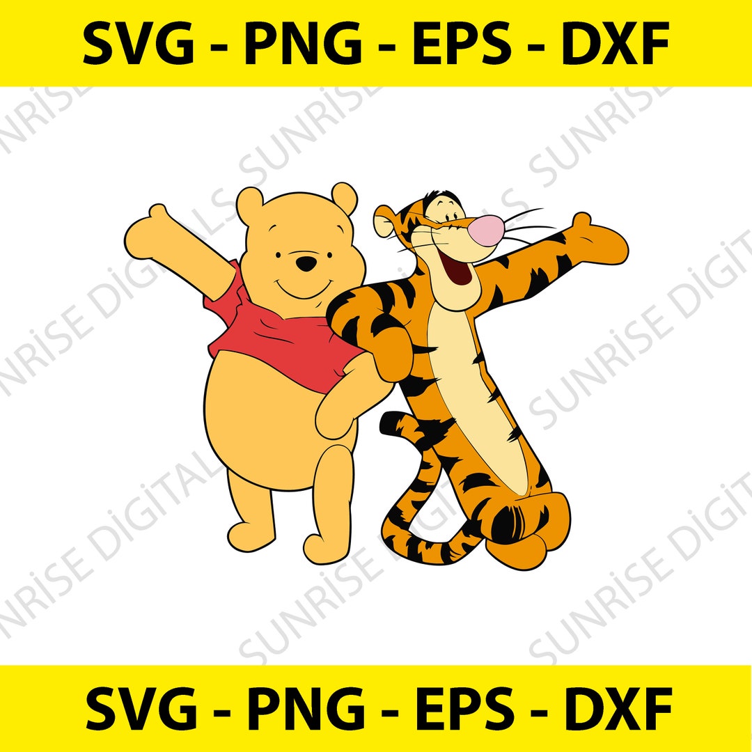 Tigger Vector File Winnie P and Tigger Svg, Pooh Svg, Svg Cut File for Cricut, Eps Dxf Png ...