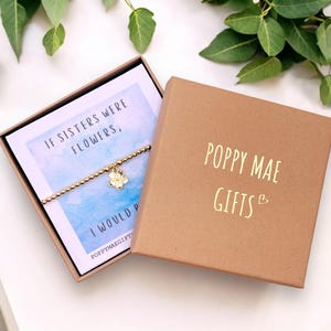 Pulsera de cuentas de oro o plata con flores para hermanas. Un regalo de recuerdo familiar para ella. Joyas. Regalo para buzón. Regalo de cumpleaños.