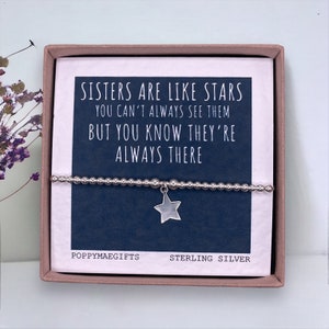 Pulseira de contas de prata esterlina feita à mão "I Love You Sister" | Presente de aniversário para melhor amiga | Presente em formato de caixa de correio