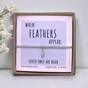 Pulsera de disculpas por su pérdida / Joyería de simpatía con dije de pluma, regalo conmemorativo / Pensando en usted / Regalo para buzón /