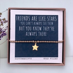 Pulseira de contas de prata esterlina feita à mão com os amigos são como estrelas | Eu te amo, melhor amiga | Presente de aniversário para melhor amiga | Presente em formato de caixa de correio