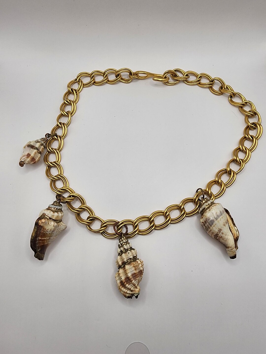 Gold Tone Metal Chain Conch Shell Necklace - Etsy