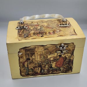 1960s Anton Pieck Decoupage Purse Handbag Wooden Wood Box