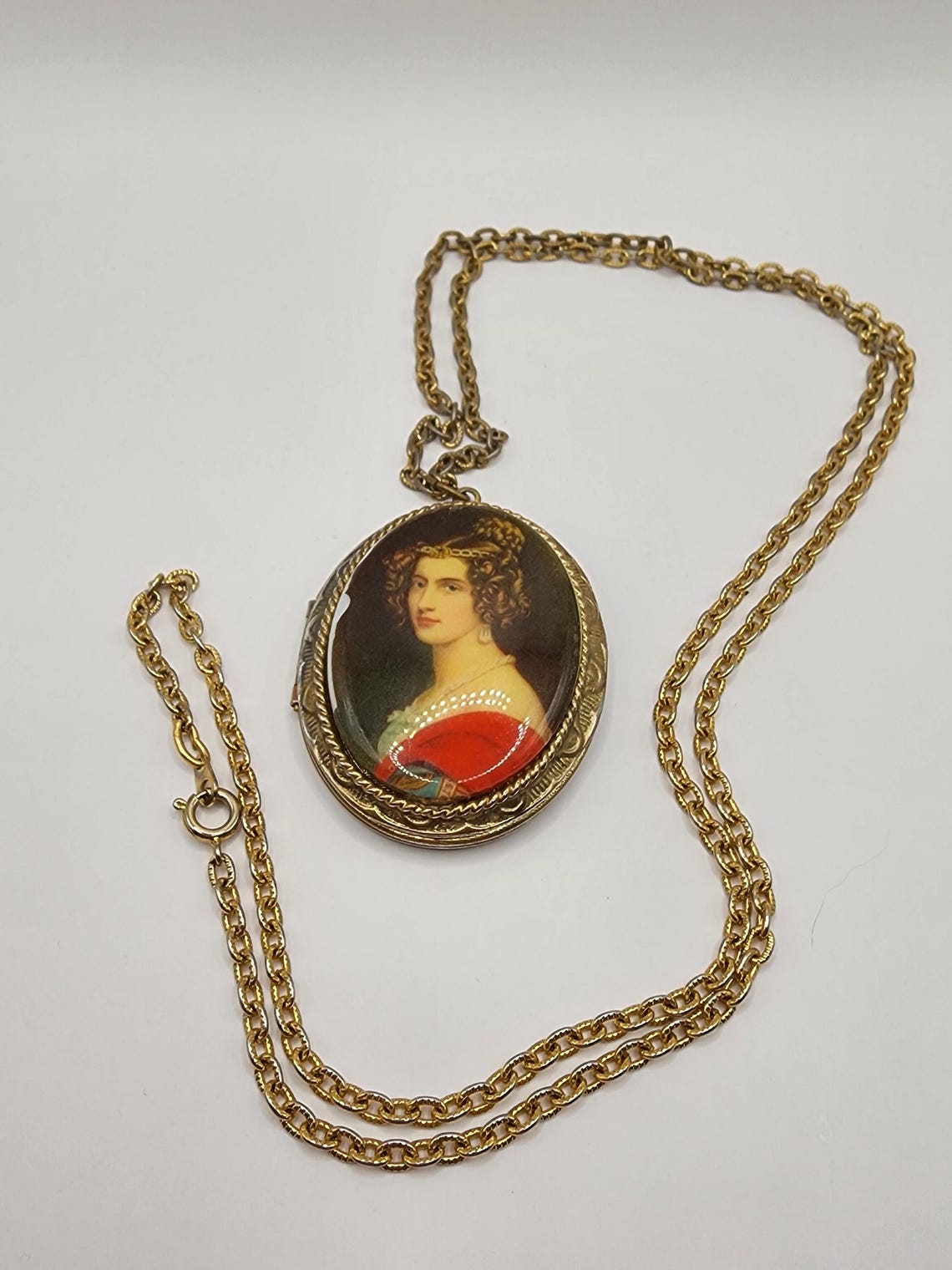 Victorian Vintage Lady Locket Pendant Necklace - Etsy