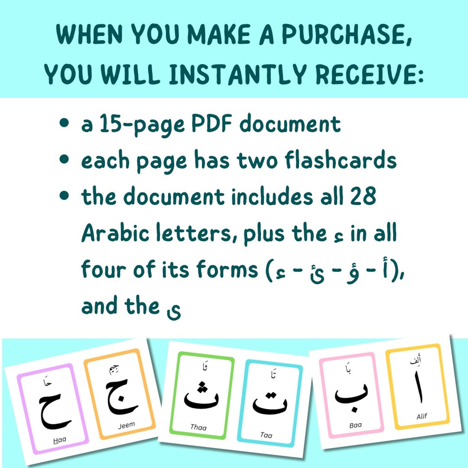 Arabic Letters Flashcards - Arabic Alphabet - Letter Names ...