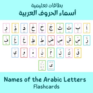 Arabic Letters Flashcards - Arabic Alphabet - Letter names - Transliteration - Education - Early Childhood Education - Instant Download
