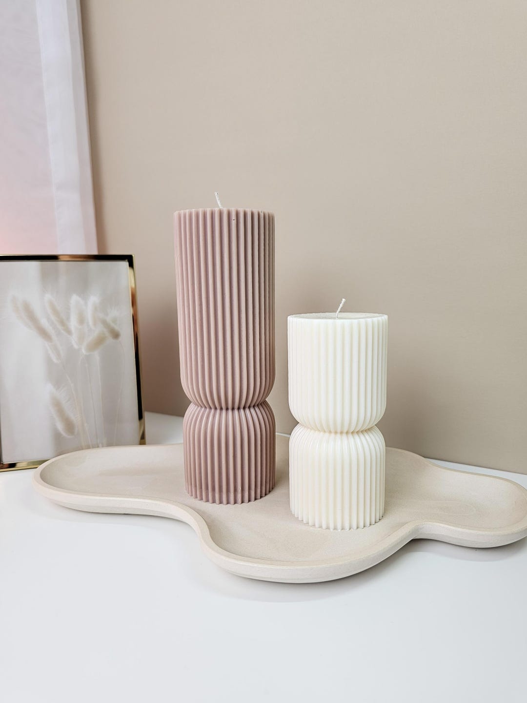 Grooved Candle | Ribbed Candle | Ribbed Candle | Pillar Candle - Etsy