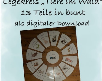 Colorful laying circle "Animals in the Forest" as a digital download / Forest animals / Laying circle / Floor circle
