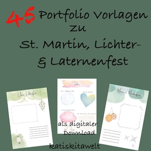 45 colorful portfolio templates on the theme of St. Martin / Festival of Lights / Lantern Festival for crèches, daycare centers and childcare centers as digital downloads