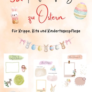 52 handmade Easter portfolio templates for crèche, daycare & childcare with lovingly designed colorful motifs / digital download