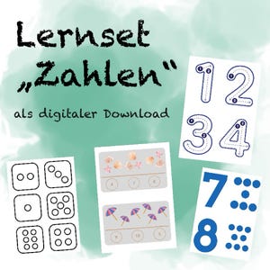29 Seiten Zahlen Lern Set, Zahlen lernen, Klammerkarten mit Sommermotiven, Zahlen Nachspuren für Kita & Vorschule als digitaler Download