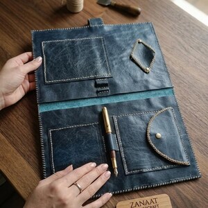 Handmade Vintage Leather Portfolio,12.4 x 9 inch Document Organizer, Rustic Distressed Leather Folder, Minimalist Professional Business Case