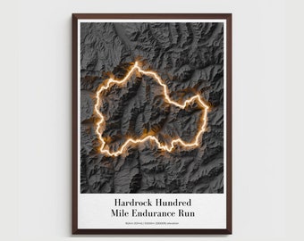 Hardrock 100 course map poster wall art | Black and Orange theme