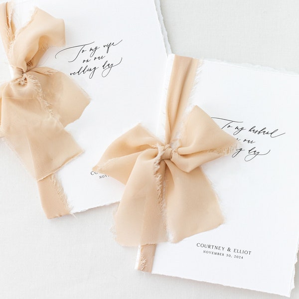 Simple Script "To My Husband & Wife On Our Wedding Day" Books | Personalized Vow Books | Custom Vow Books Set of 2 | Minimalistic Vow Books