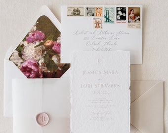 Pink Peonies Envelope Liner | Printable Envelope Liner | Minimalistic Wedding | Minimal Floral Wedding Invitation Envelopes | Envelope Liner