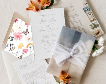 Springtime Floral Envelope Liner | Colorful Spring Wedding Invitation Envelopes | Fine Art Wedding Invitation Envelope | Minimalist | Spring