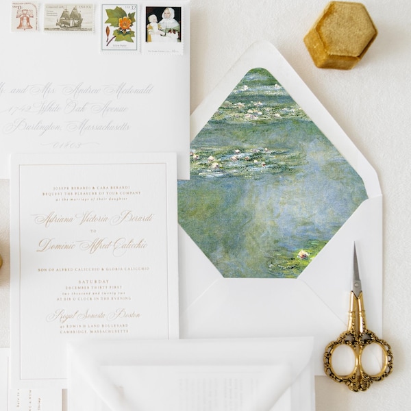 Claude Monet Wedding Invitations, Envelope Liner Digital Download, Envelope Liner, Lined Wedding Envelopes, A7 Envelope Liner Fine Art