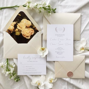 White Roses Lined Envelopes for Wedding Invitations | Elegant Envelope Liner | Custom Invite | Floral Envelope Liner | Fine Art Weddings
