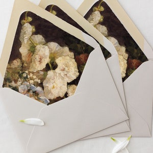 Elegant floral envelope liner for wedding invitations. Modern, minimalist wedding invitations.