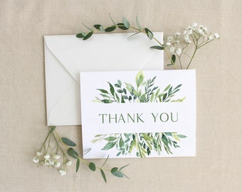 Greenery Thank You Card | Custom Thank You Card | Simple Wedding Cards | Minimalistic Wedding Card | Flat Thank You Card | Modern Weddings
