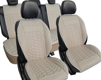 Car Seat Covers made of Cream Alcantara Full Set, Universal Fit Car Seat Covers, Custom Seat Covers, Nonslip Covers, Vehicle Seat Cover