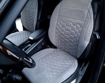 Gray Car Seat Covers Italian Alcantara, Vehicle Seat Cover Alcantara, Car Interior Kit, Custom Seat Covers, Universal Fit Car Seat Covers