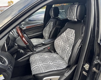 Ensemble avant de housses de siège d'auto, Protecteur de siège en tissu tissé, Coussins de siège universels, Housse de siège grise, Accessoires auto antidérapants