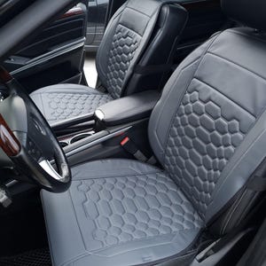 Autositzbezüge aus Eco-Leder, Universal-Sitzbezüge aus Grauem Leder, Fahrzeugsitzbezüge, Individuelle Sitzbezüge, Car Interior Kit
