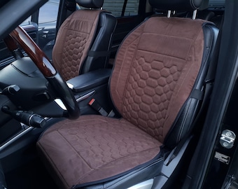 Brown Car Seat Covers Italian Alcantara, Car Interior Kit, Vehicle Seat Cover Alcantara, Universal Fit Car Seat Covers, Custom Seat Covers