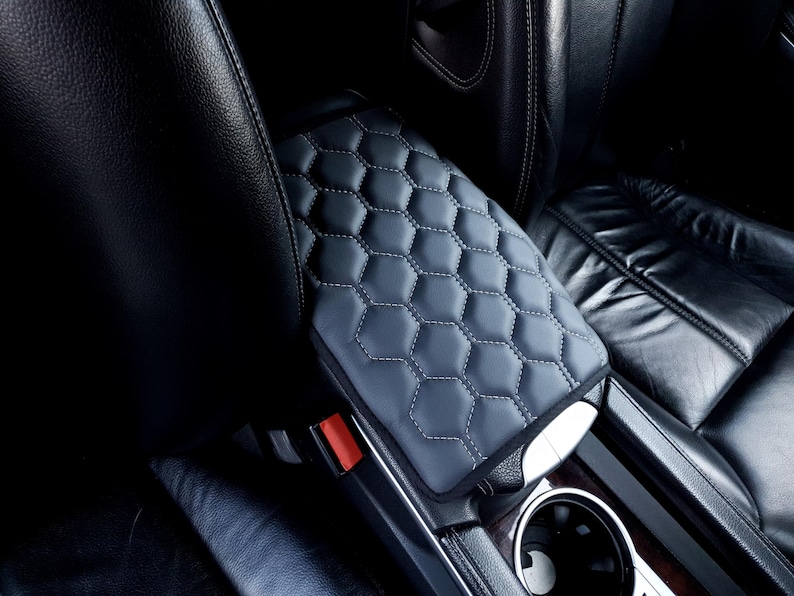 Car Center Console Armrest Cover – Eco Leather Cushion Pad, Universal ...