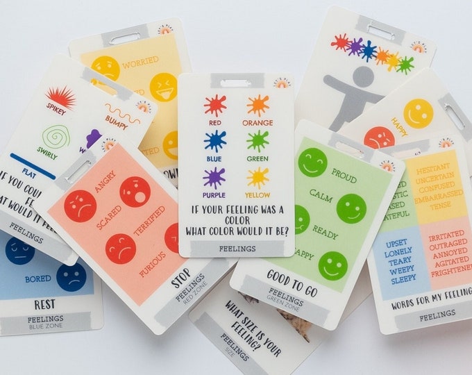Feelings Chart Badge Reel Cards VERTICAL, Child Life Specialist, Pediatric Badge Reel, Teacher Lanyard, School Counselor, SLP,ABA, Lets Play