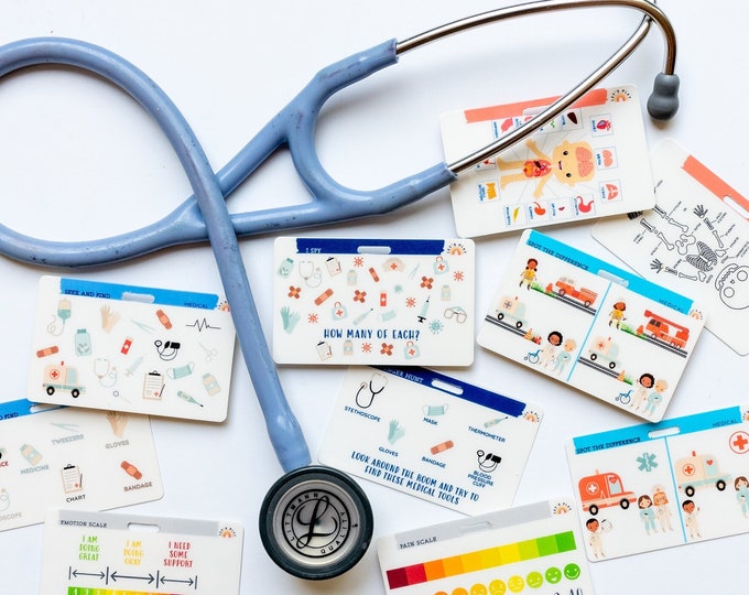 Pediatric Badge Reel Cards HORIZONTAL, Pediatric Nurse Gift, Child Life Specialist, Child Life Badge Reel, Peds ER Nurse, CCLS, Lets Play