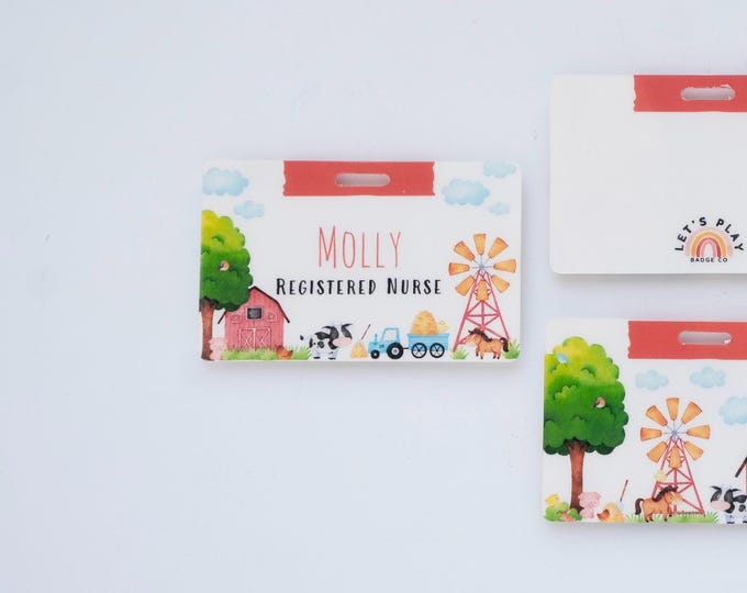 Personalized Farm Badge Buddy: Custom Name Tag, Teacher Lanyard