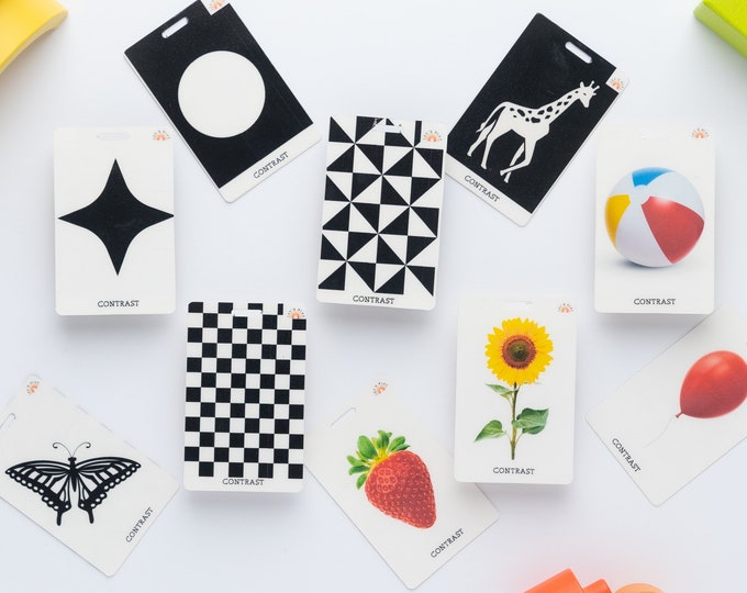 High Contrast Baby Cards, Infant Stimulation Flashcards, Sensory Play Cards