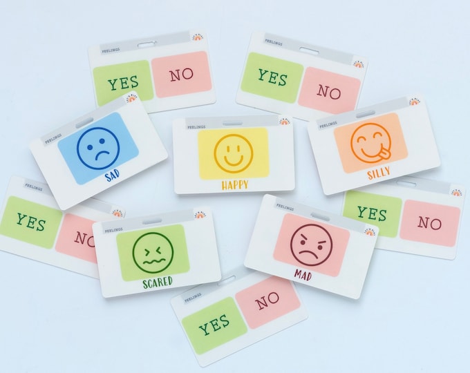 Feelings Communication Badge Cards, Pediatric Badge Reel, Speech Therapy, OT Communication Cards, ABA, Non Verbal, Child Life, Lets Play