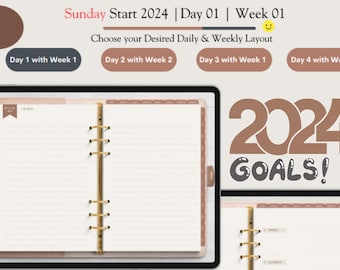 2025 Sunday Start Digital Planner, Goodnote Planner, iPad Planner, Notability Planner, Dated Digital Planner, 2023 2024 2025 Undated Planner