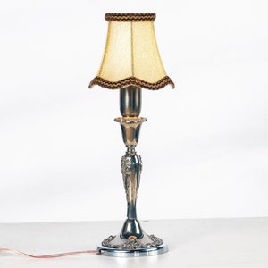 Vintage silver nickel lamp  desk lamp table lamp midcentury antique lamp godinger 20th century baroque silver plated candlestick