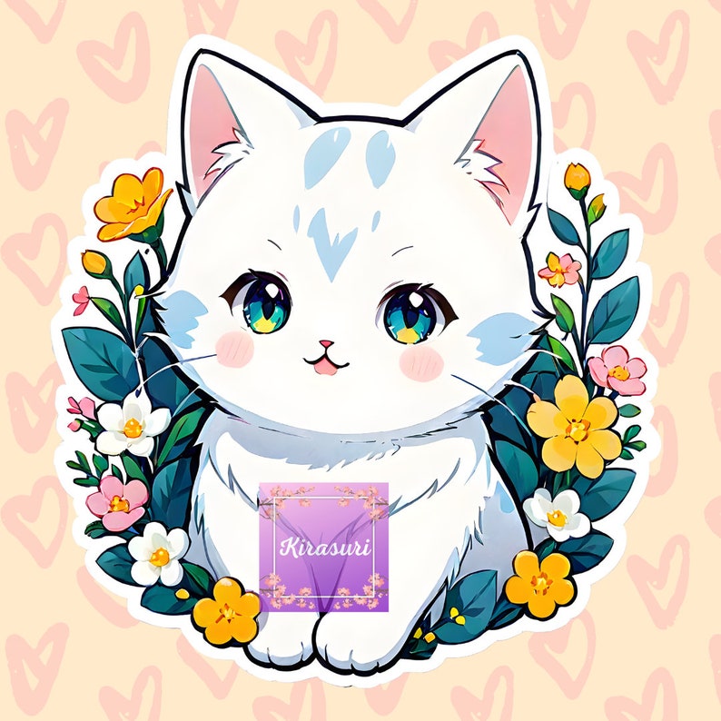 Pack 10 gatos kawaii, pegatinas anime, diseños cute, diseños digitales, archivos PNG imprimibles digitales - Descarga instantánea