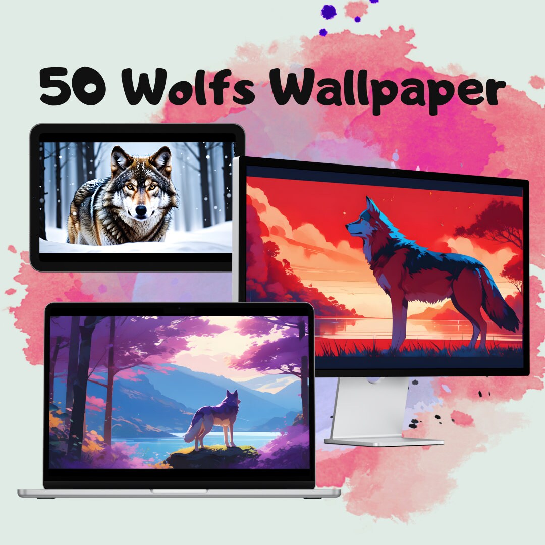 Pack of 50 Wolf Wallpapers SVG and PNG Files, Instant High Definition ...