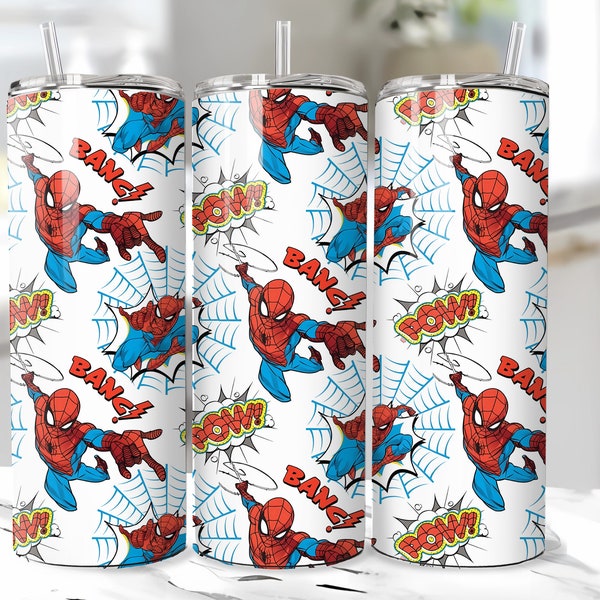 Spiderman Tumbler Wrap for Sublimation Skinny Tumbler Wrap Cartoon INSTANT Download PNG 20oz Straight Design Spider Design SuperHero